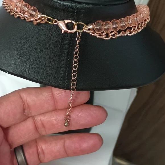 Glass beads vintage necklace with gold chain - Picture 3 of 3